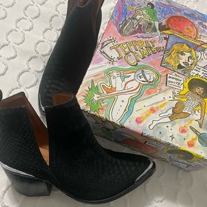 Jeffrey Campbell Cromwell Booties - Size: 7.5 Women - Color: Black Suede Snake